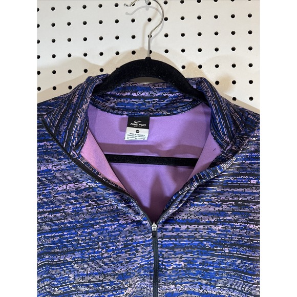 Nike Pro Blue Purple Dri-Fit Half-Zip Thumbholes Pullover Women's M - Picture 2 of 12